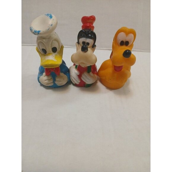 Vtg 1970's Disney Rubber Finger Puppets Donald Duck Pluto Goofy Lot - Picture 1 of 4